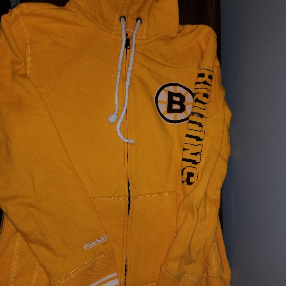 Bruins yellow hooded zip up sweatshirt xl